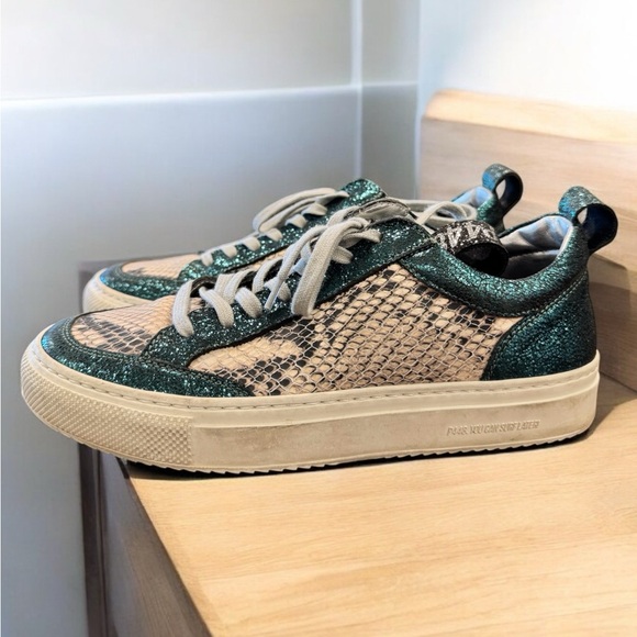 P448 Soho Low-Top Slip-On Sneakers Glitter Green, Size 37 - Picture 2 of 10